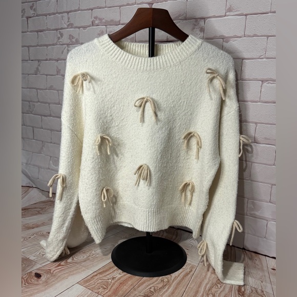 Luna Ivy Bow sweater Cottagecore , Coquette Balletcore knit free people vibe S‎ - Picture 3 of 8